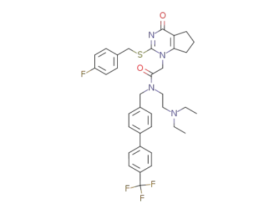 N-[2-(diethylamino)ethyl]-2-(2-{[(4-fluorophenyl)methyl]thio}-4-oxo-4,5,6,7-tetrahydro-1H-cyclopenta[d]pyrimidin-1-yl)-N-{[4’-(trifluoromethyl)-4-biphenylyl]methyl}acetamide